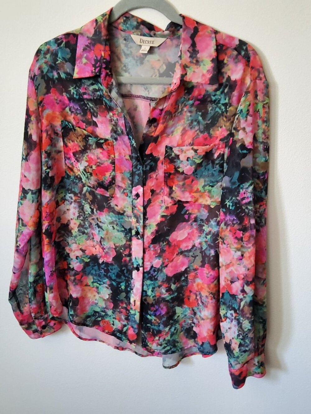 Sheer Floral Blouse by Decree Size L